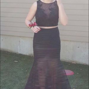Two piece black prom dress